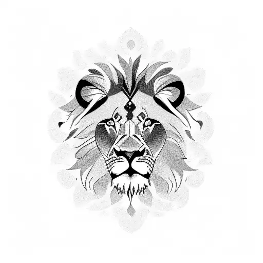 lion with 3 cubs tattoo design idea