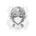 Anime character in a math-themed setting tattoo design idea