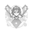 Anime character in a math-themed setting tattoo design idea