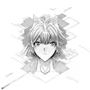 Anime character in a math-themed setting tattoo design idea