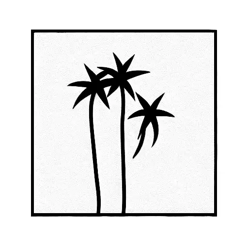 two Palm Trees with wave and sunset tattoo design idea