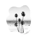two Palm Trees with wave and sunset tattoo design idea