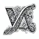 letter a with number 8 tattoo design idea