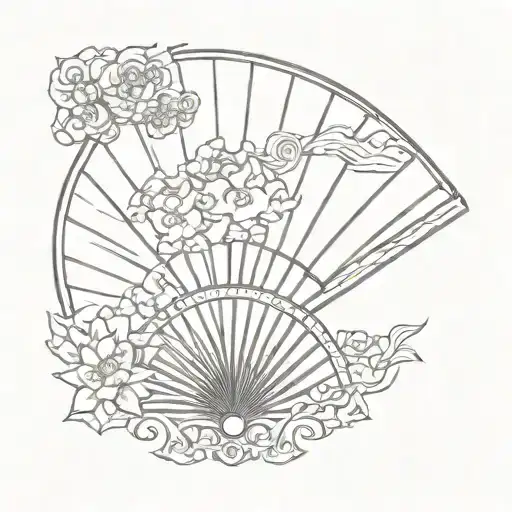 hand fan Chinese  tattoo design idea