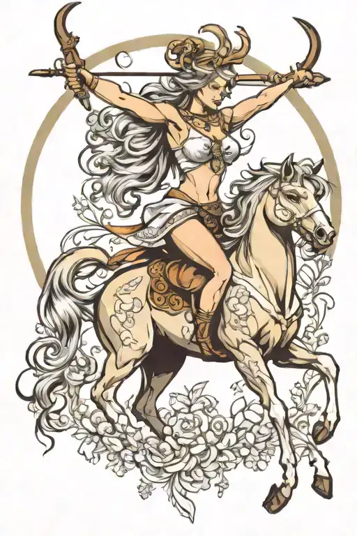 female centaur bending a bow tattoo design idea