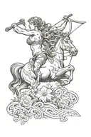 female centaur bending a bow tattoo design idea