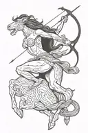 female centaur bending a bow tattoo design idea