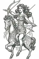 lady centaur aiming bow and arrow tattoo design idea