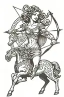 lady centaur aiming bow and arrow tattoo design idea