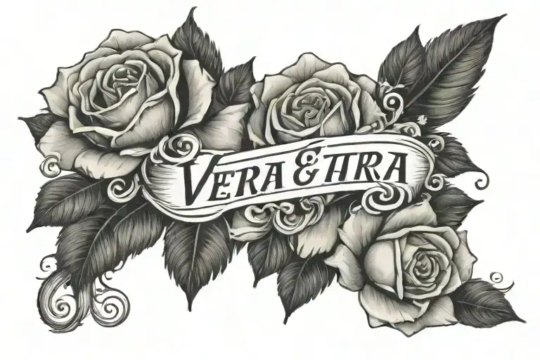 Line with word "Vera & Tara" on arm tattoo tattoo design idea