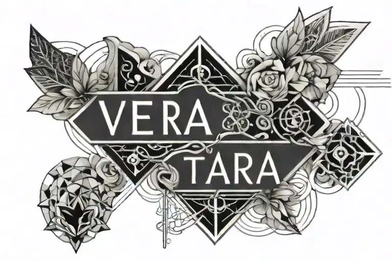 Line with word "Vera & Tara" on arm tattoo tattoo design idea