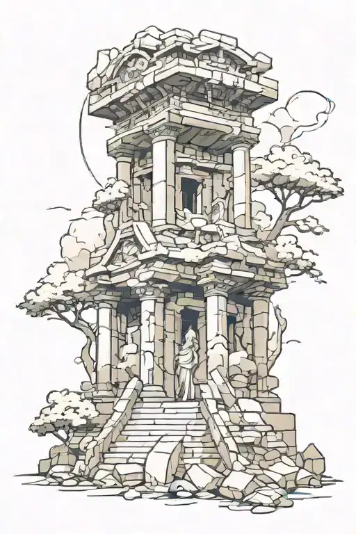ancient monument tattoo design idea