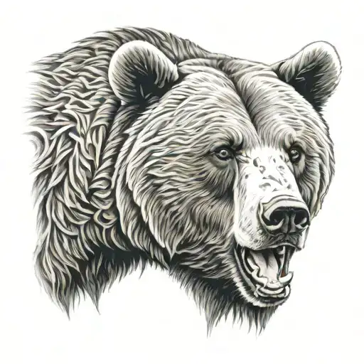 feminine grizzly bear head tattoo design idea