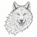 wolf head with teeth out in black style tattoo design idea