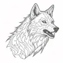 wolf head with teeth out in black style tattoo design idea