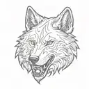 wolf head with teeth out in black style tattoo design idea