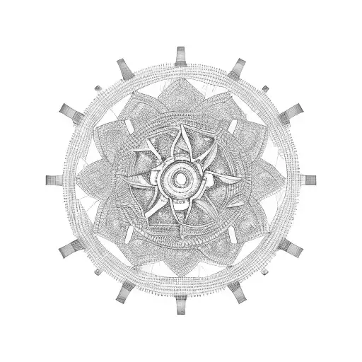 A mandala made of interconnected gears, symbolizing the harmony of personal and professional growth tattoo design idea