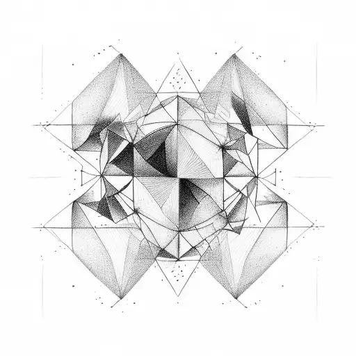 geometric figures with the concept "new beginning", fine lines and dots, use triangles and make the design long tattoo design idea