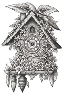 Cuckoo Clock Heavily German Influenced With Edelweiss Flowers German cottage simple  tattoo design idea