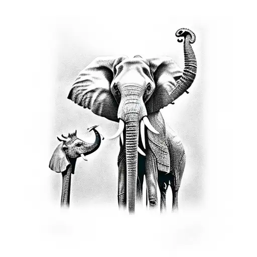 Elephant and giraffe with a cross tattoo design idea