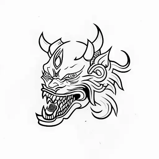 Hannya mask tattoo design idea
