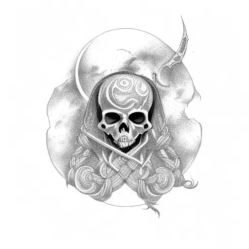 death with braid tattoo design idea