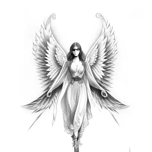 angel with broken wing tattoo design idea