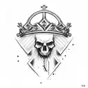 bleeding cross with a crown on top tattoo design idea