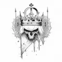 bleeding cross with a crown on top tattoo design idea