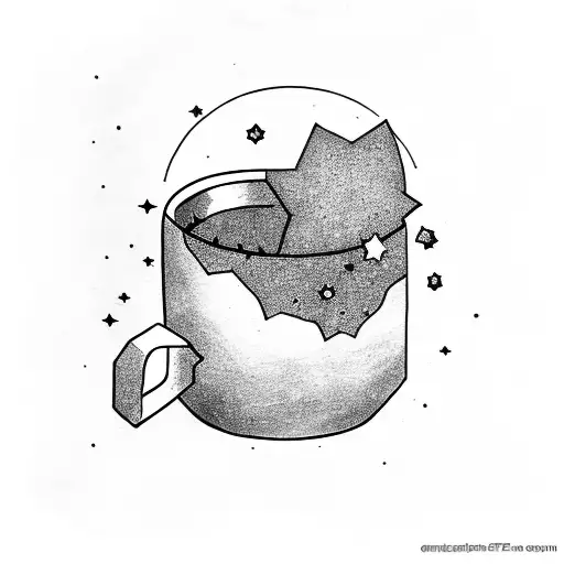 Espresso cup with a celestial moon and stars backdrop tattoo design idea