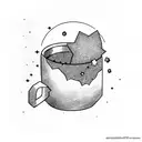 Espresso cup with a celestial moon and stars backdrop tattoo design idea