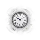 clock with bandana pattern as background tattoo design idea