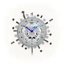 clock with bandana pattern as background tattoo design idea