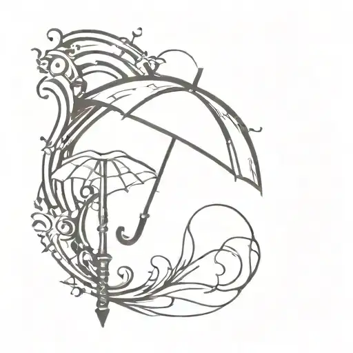 resident evil umbrella logo with Sonnentreppe behind it tattoo design idea