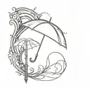 resident evil umbrella logo with Sonnentreppe behind it tattoo design idea