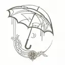 resident evil umbrella logo with Sonnentreppe behind it tattoo design idea