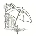 resident evil umbrella logo with Sonnentreppe behind it tattoo design idea