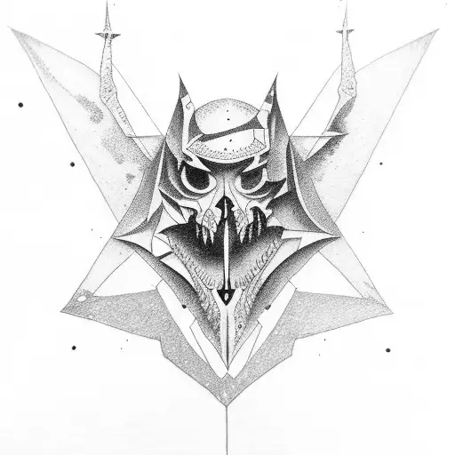 espada medieval con triangulo zen tattoo design idea