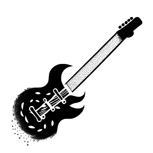 electric guitar with spinal cord as the neck  tattoo design idea