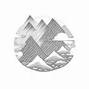 Christian Cross clouds mountains trees tattoo design idea