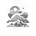 Christian Cross clouds mountains trees tattoo design idea