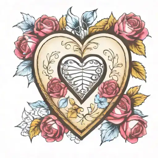 open locket necklace heart shaped  tattoo design idea