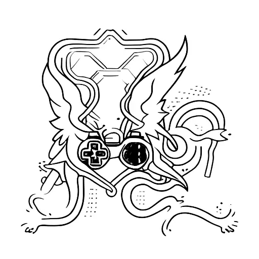 A gaming controller morphed into a mythical creature tattoo design idea