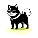 shiba inu dog, black skin, sunglasess tattoo design idea