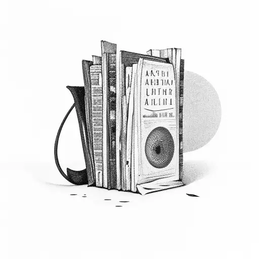 books, life, death, music tattoo design idea