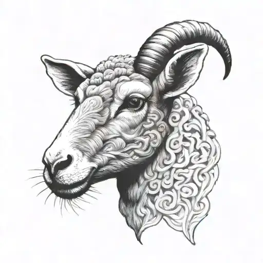 lamb head tattoo holding tattoo design idea