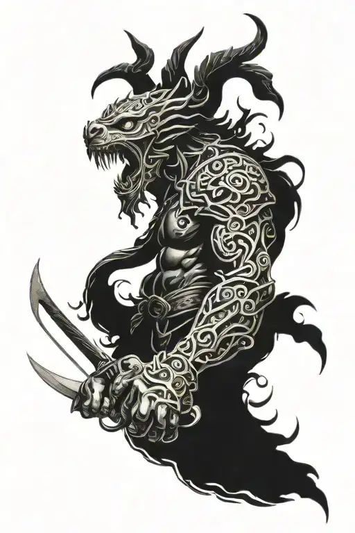 Erlik Han, mythological, Turkish, tattoo design idea