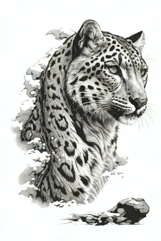 snow leopard tattoo design idea