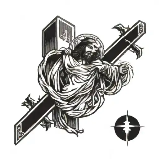 Christ on the cross with a dove tattoo design idea