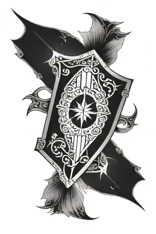 A tattoo of a kite shield with a reference to the cyclical nature of history  tattoo design idea